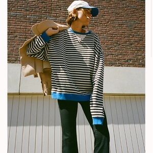 Free people movement Classic Striped Oversized Crewneck